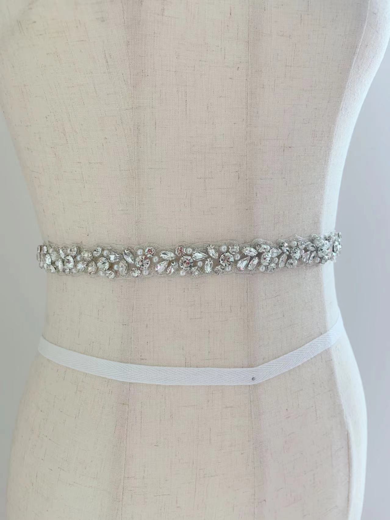 Bridal Sash Ribbon - Garniture de ruban en strass et