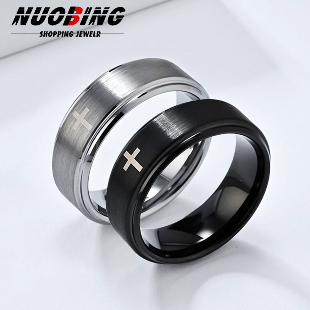 Wedding Zone - Bague rétro en titane et acier,