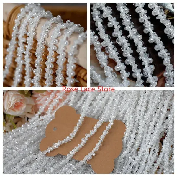 Bridal Sash Ribbon - Garniture en dentelle perlée de 3
