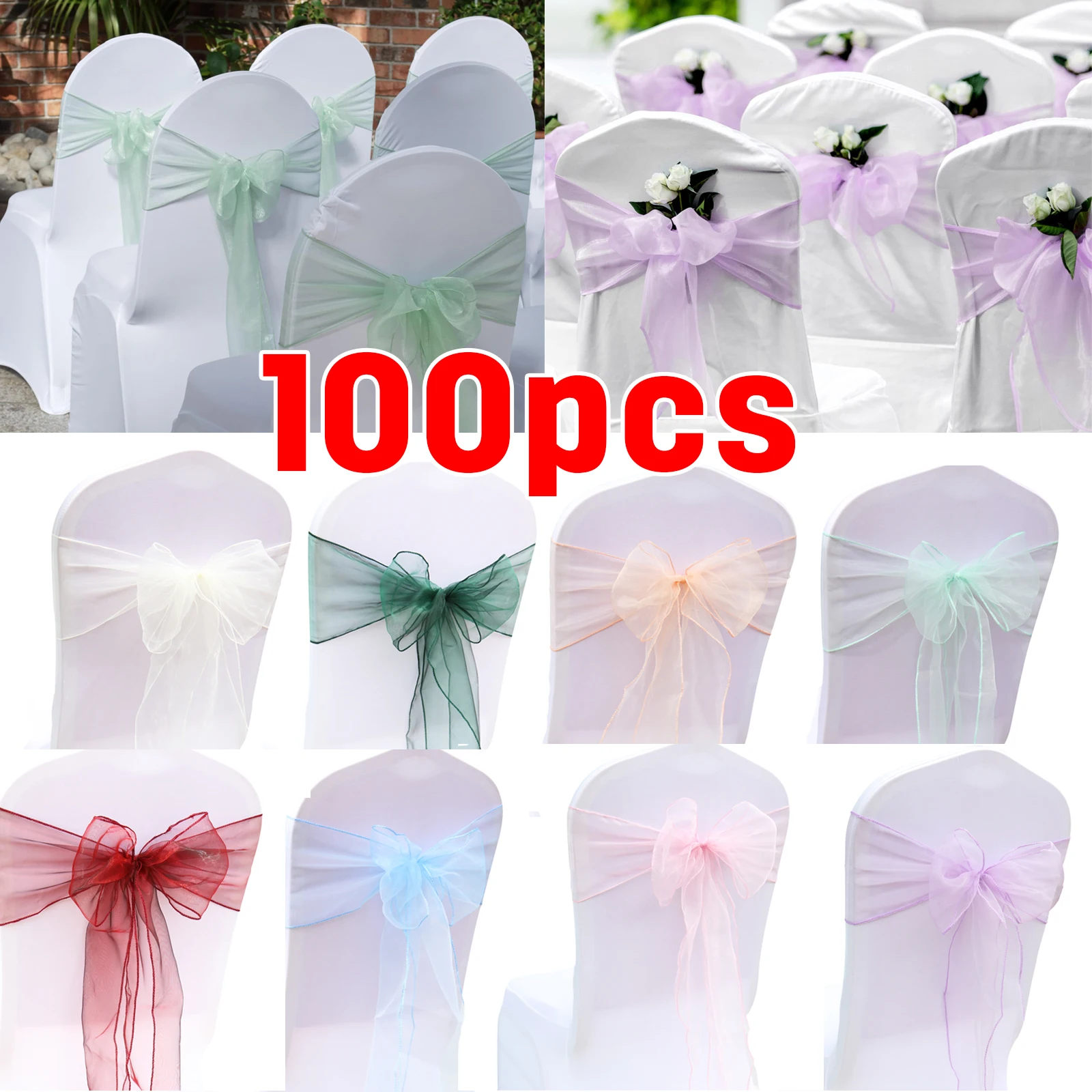 10/50/100 pièces 17x275cm Orga - Chair Sash Organza avis et prix