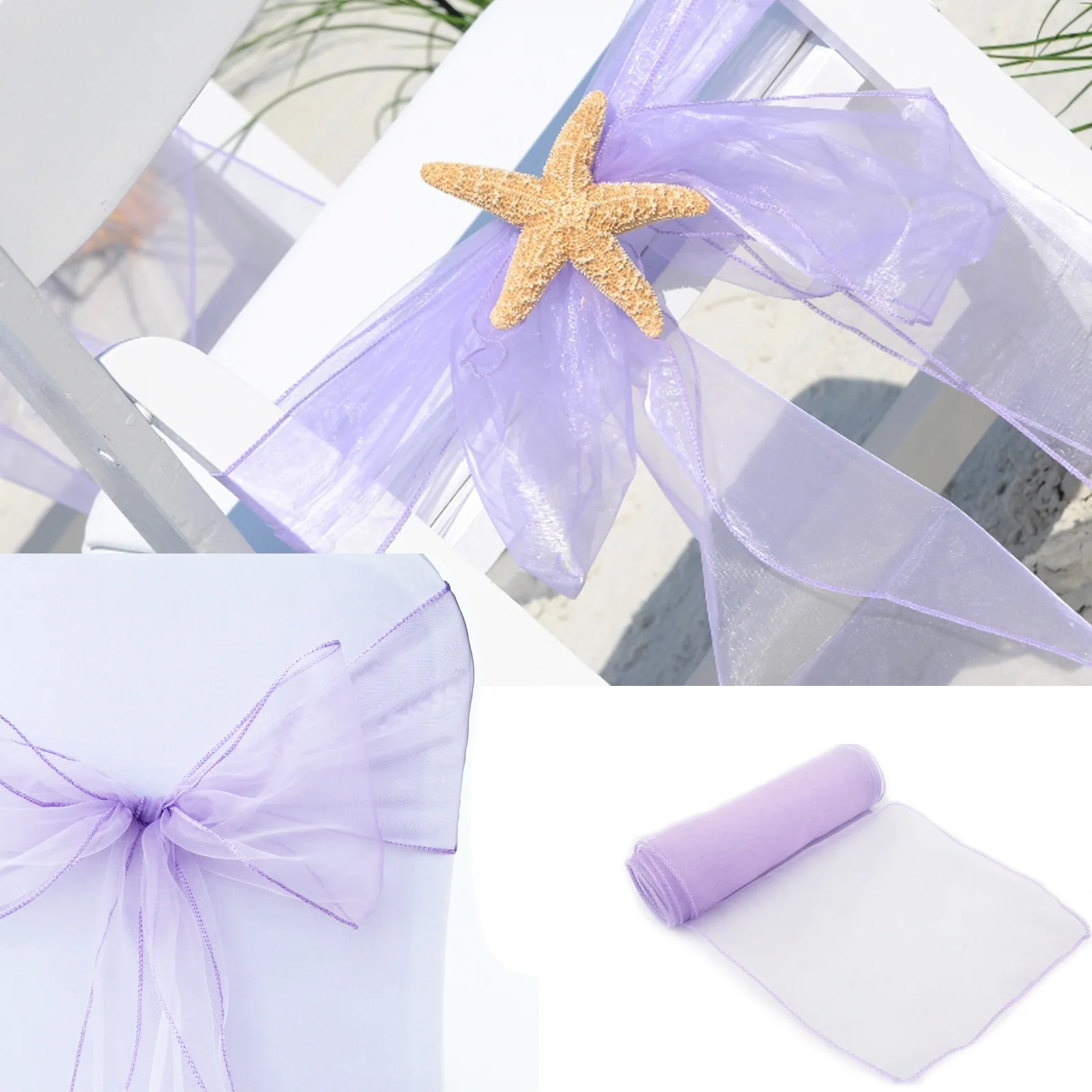 10/50/100 pièces 17x275cm Orga - Chair Sash Organza avis et prix